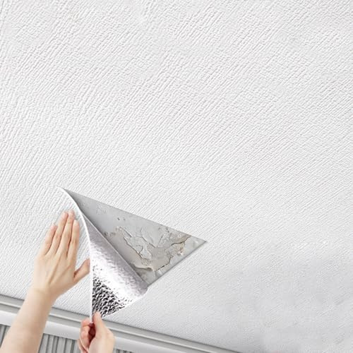 RENLXFI Deckenpaneele Deckenplatten Deckentapetenaufkleber 5 10 20 30 40 50 M Lang, DIY Abziehen Und Aufkleben Dekorative Fliesen Weiß, Wanddecken Renovierung Hintergrund Ersatz(W 75cm,L 50m)