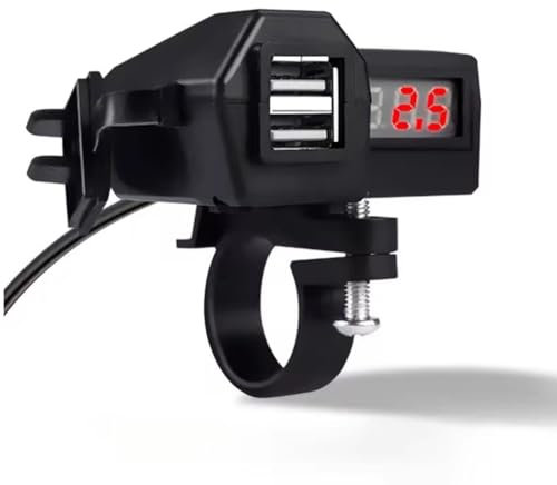 Fegtrtyoa Cargador USB Dual para Motocicleta de 5 V y 2 A, Resistente Al Agua, para Teléfono Móvil, de Carga para Bicicletas Eléctricas, Scooters, Cuatrimotos y Ciclomotores.