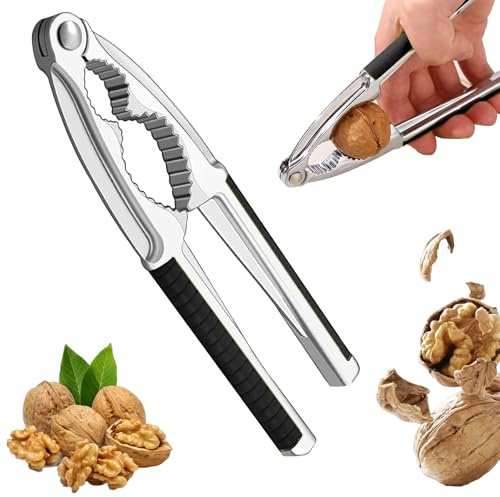 Viechoes hochwertiger nussknacker,Nußknacker Edelstah,Walnüsse Nussknacker mit Rutschfestem,Metall Walnussknacker mit Rutschfestem Griff,für Pecan Walnut haselnüsse mit Schale paranüsse (Schwarz)