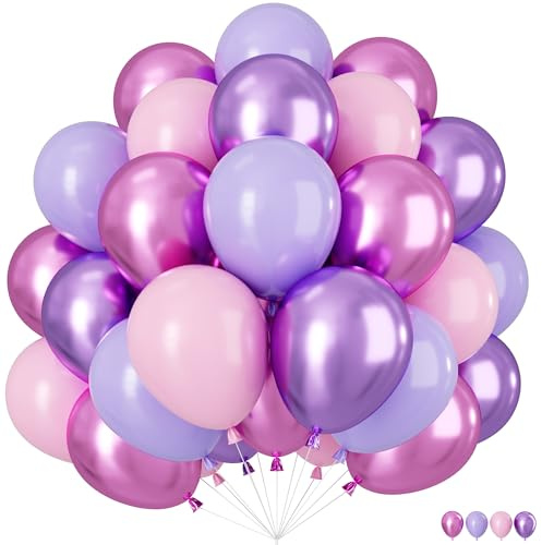 Luftballons Lila Rosa, 60 Stück Helium Ballon Pastel Rosa, Pink Lilas Ballons, Latex Luftballons Lilas Rose Partyballons Luftballon Girlande für Prinzessinnen Geburtstag Jubiläum Party Deko