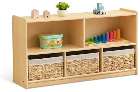 OOOK Bücherregal, Kinder Aufbewahrung Sperrholz mit 2 Etagen 5 Fächern