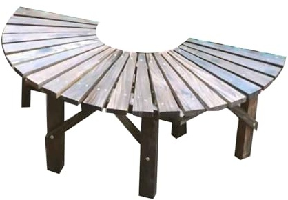 Genérico Banco Envolvente De Madera For Jardín, con Superficie Lisa Y Forma De Abanico, Asiento Curvo For Patio, Jardín, Piscina