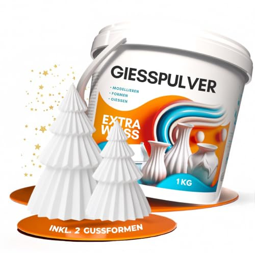 work'n'life Gießpulver Extra Weiß Weihnachts DIY - Set mit Form | Gestalte hochwertige Weihnachtsdeko einfach selbst – extra weißes Gießpulver inklusive passender Silikonform.