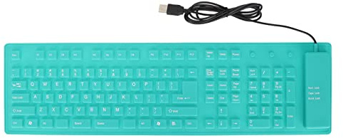 DouWen MO Teclado Plegable de Silicona, Teclado con Cable USB de 108 Teclas Resistente al Agua, Teclado Plegable con Sellado Completo y Escritura silenciosa, con Teclas silenciosas para Port (Verde)