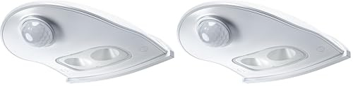 Osram Door LED Leuchte mit Bewegungssensor, batteriebetrieben, 4000K, 40lm, 0,95W, IP54, Weiß, nach unten gerichtetes Licht, für Eingangsbereiche (Packung mit 2)