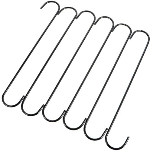 YOSADIER 6pcs S Shaped Hanging Hooks for Plants and Flowerpots, Sturdy Iron Garden Hooks for Outdoor Use, Extra Long Design for Hanging Plants, Balcony Bonsai, and Garden Decorations