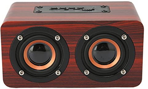 GOWENIC Haut-Parleur Portable sans Fil Grain de Bois |Haut-Parleur Bluetooth Vintage avec Caisson de Basses et Micro pour Une Utilisation Domestique et Extérieure (Grain d'acajou (Exportation))