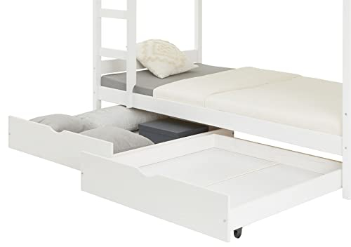 IDIMEX Rollauszugsset Bettkastenset Stauraumset Felix Kiefer massiv Weiss 98 cm breit