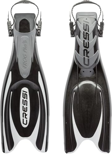 Cressi Herren Flossen Frog Plus, schwarz/silber, 45/47, BF205544