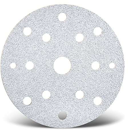 MENZER White Disques abrasifs auto-agrippants, 150 mm, 15 trous, p. Ponceuses excentriques, Corindon normal (Lot de 50) G120
