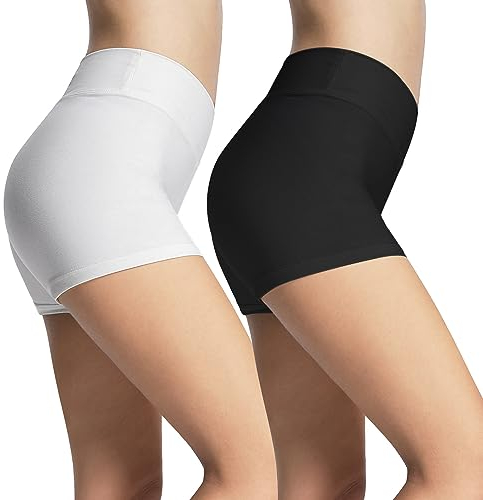 iloveSIA Damen Shorts Schwarz+weiß Sport Yoga Fitness Boy Shorts Sport und Freizeit,S