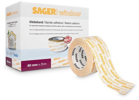 Sager Klebeband (80mm x 25m) Dampbremse Damperrfolie OSB Fenster abdichten Dach Dampfsperrfolie Dampfbremsfolie