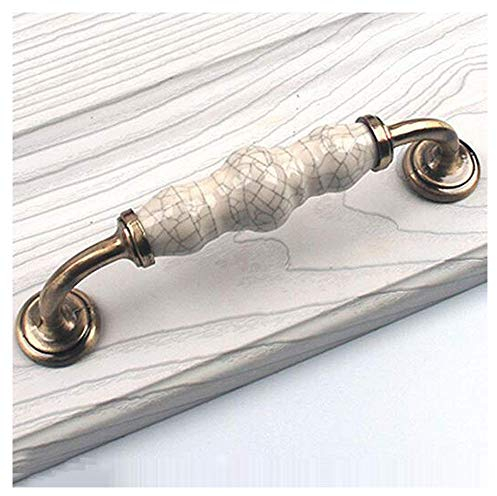 Luniquz 2pcs Türschnalle, Vintage Möbelgriffe Keramik Griff Minimalismus Renovierungsgarnitur für Zimmertüren Möbelgriffe mit Risse Maserung für Schubladen und Schrank 128mm