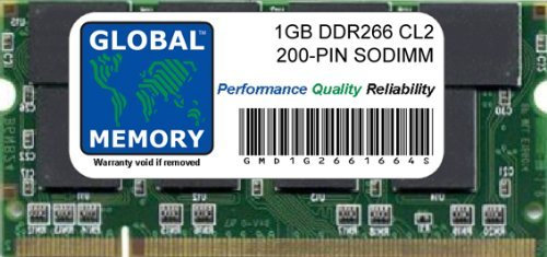 GLOBAL MEMORY Memoria RAM 1GB DDR 266MHz PC2100 200-PIN SODIMM Compatibile con Computer Portatili/Notebook