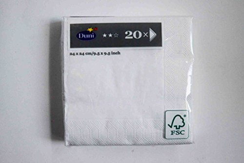 Duni Cocktail-Servietten 3lagig Tissue Uni weiß, 24 x 24 cm,