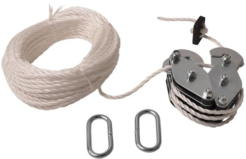 Flaschenzug Tragkraft 180 kg 20 m Nylonseil sechsfache Umlenkung