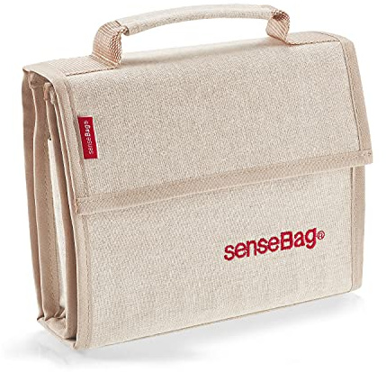 transotype senseBag Wallet, cremefarbene Tasche für bis zu 36 Marker, mit abgenähten Stiftfächern, aus abwaschbaren Polyestergewebe