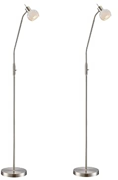 2er Set LED Stehleuchten ELLIOTT mit Flexarm, satinierter Glasschirm