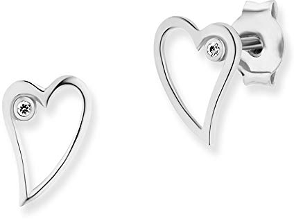 cai Damen Ohrstecker 925/- Sterling Silber 0,8cm rhodiniert Zirkonia weiß 135210101