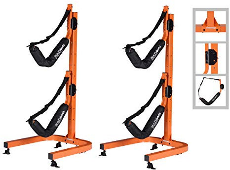 RAD Sportz Kayak Storage Rack – Two 73.25-in Freestanding Kayak Stands with Dual Arms and Adjustable Straps - Holds 2 Canoes, SUP, Paddleboards