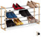 Relaxdays Schuhregal ausziehbar, offener Schuhständer mit 3 Ebenen, Holz & Eisen, erweiterbar bis 118 cm Breite, Natur