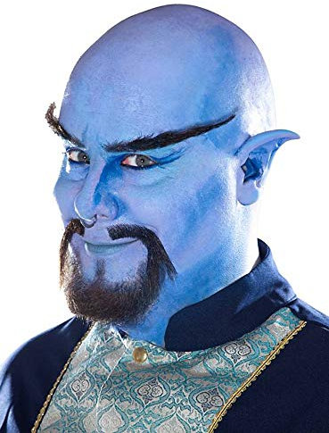Hochwertiges Karneval & Halloween Schminke Komplett-Set Dschinn mit perfekt abgestimmten Komponenten - 2X Aqua Make-Up - Ohren - Kinn-Bart - Oberlippenbart - Augenbrauen