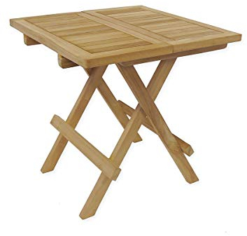 Antike Fundgrube Kleiner Gartentisch klappbar aus Teakholz massiv | Klapptisch Beistelltisch | 50x50x50 cm (9505)