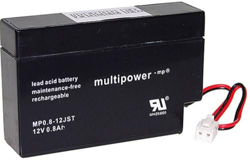 Multipower PB-12-0,8-JST MP0,8-12 Batterie au Plomb 12 V 0,8 Ah en Plomb Non tissé (AGM) (l x H x P) 96 x 62 x 25 mm JST