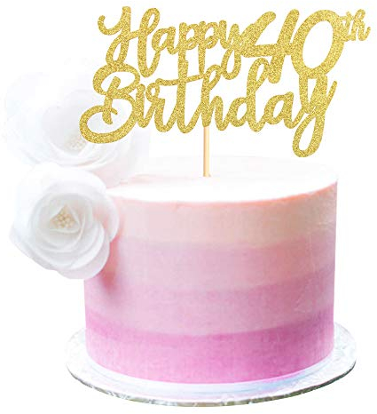 3 Pieces Happy 40th Birthday Cake Toppers Gold 40 Cupcake Toppers Cheers to 40 Fabulous Cake Decorations for 40th Birthday Party Decoration Supplies