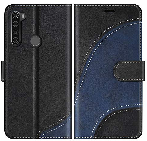 BoxTii Cover per Xiaomi Redmi Note 8T, Custodia in PU Pelle Portafoglio per Xiaomi Redmi Note 8T, Magnetica Cover a Libro con Slot per Schede, Nero