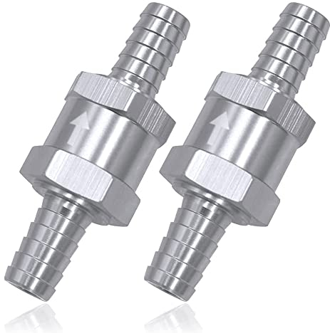 Mesee Lot de 2 clapets anti-retour de carburant en alliage d'aluminium 10 mm pour carburateur automatique à basse pression pour tuyau de carburant de voiture