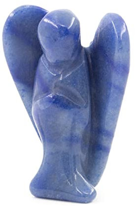 Ouubuuy Blauer Aventurin Engel Figur Klein,Schutzengel Figur Glücksbringer,Kristalle Heilsteine Schutzengel Glücksbringer 1,5 Zoll