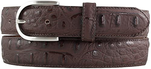BELTINGER Damen-Gürtel mit Krokoprägung 3 cm | Leder-Gürtel für Damen 30mm Kroko-Optik | Kroko-Muster mit runder Gürtelschließe | Braun 85cm
