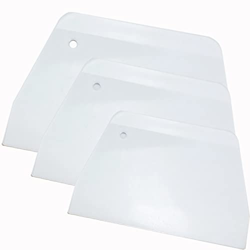 3 Piece Plastic Dough Scraper, Food Grade Trapezoidal Bread Scraper Bowl Scraper Set Multipurpose Kitchen Food Scraper for Bread Cake Fondant Icing Cream Pizza Making Size L M S