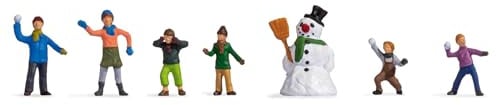 NOCH Figurenset „Kinder im Schnee“, für winterliche Dioramen, Spurweite TT, 1:120