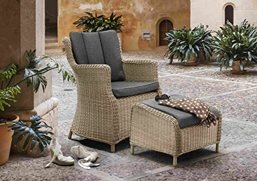 Destiny Balkonset Luna CASA 1 Sessel + 1 Fußhocker, Natur meliert