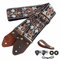 Nefelibata Gitarrengurt, 2 Jacquard-Stickerei-Baumwoll-Gitarrengurt mit Crazy-Horse-Lederenden für Bass, Elektrik und Akustik, Geschenke für Kinder, Gitarristen