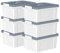 Cetomo 35L * 6 Kunststoff-Aufbewahrungsbox Box mit haltbarem Deckel und Sicherheitsverschluss stapelbar und verschachtelt 6-Packs weiß