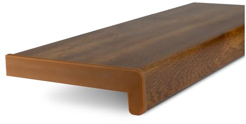 TJ davanzale interno oro di quercia 40 x 140 cm/davanzale in plastica con chiusura laterale/davanzali per finestre/davanzali interni su misura PVC/davanzale per finestra