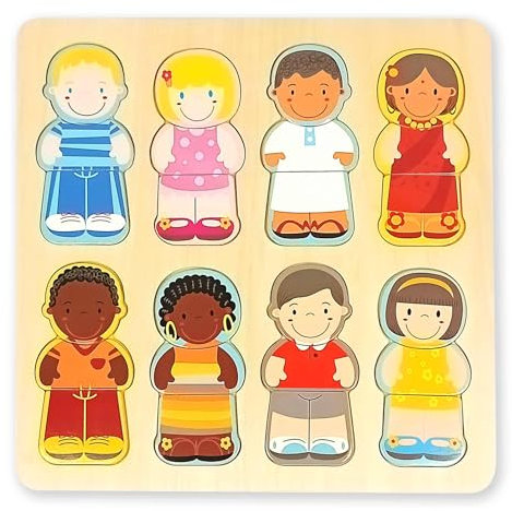 Multicultural Wooden Jigsaw Puzzle for Kids Age 2+, Educational Puzzle & Early Years Resource | Eco-Friendly, Non-Toxic Toy