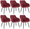 WOLTU 6er Set Esszimmerstühle mit Armlehne Rückenlehne, für Esszimmer Wohnzimmer Küche, Bequeme Küchenstühle gepolstert mit Samtbezug, Metallbeinen, Bordeaux