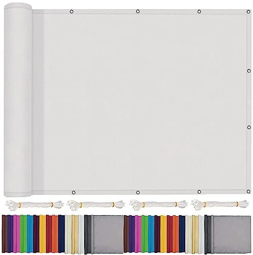 Voile d'ombrage Rectangulaire 6.5 x 8 m Anti 98% UV Contre Le Vent Filet D'ombrage en Aluminium avec Oeillets pour pergola, extérieur poulailler Serre, Blanc