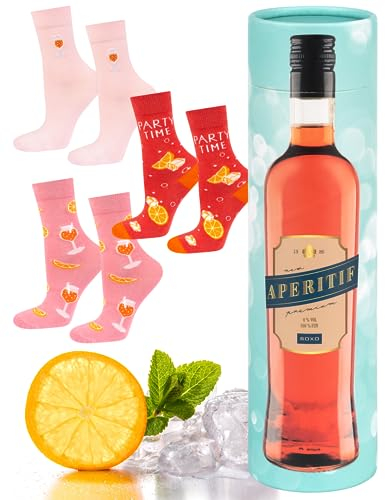 soxo Getränke Socken Damen Geschenke Für Frauen Lustige Geschenk Bunte Damensocken 35-40 Aperitif 3 Paar