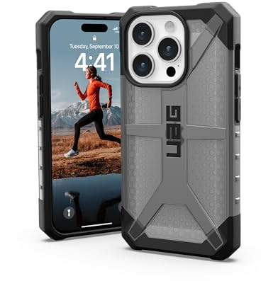 URBAN ARMOR GEAR UAG Case Compatible with iPhone 15 Pro Case 6.1 Plasma Ash Rugged Transparent Clear Military Grade Drop Tested Protective Cover