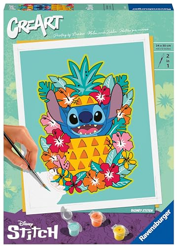 Ravensburger – CreArt 24x30 cm – Stitch – Loisir créatif – Peinture par numéros – Adulte – Activité détente et créative – Dès 12 Ans – 23933 – Version française