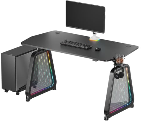 ULTRADESK Booster Computertisch Gaming-Schreibtisch - Stahlkonstruktion - Platz für Zwei Monitore - Futuristische Formen - Beinfreiheit und Mehr - Inklusive Zubehör - 136x70,5 cm - Schwarz