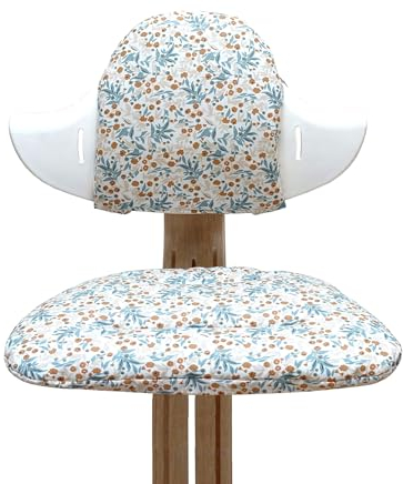 Blausberg Baby - ABWASCHBAR - Sitzkissen Set für Nomi Hochstuhl von Stokke, Materialien OEKO-TEX 100 zertifiziert - Blumenwiese Beige Blau