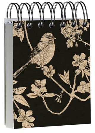 Clairefontaine 116044C - Un Petit Bloc Notes A Spirale Motifs Nature sur Couverture Kraft - 9x11cm - 160 Feuilles Unies 90g - Collection Le Cerisier Blanc - 3 visuels, livraison aléatoire