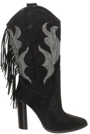 Guess Stivali con tacco punta in punta finiti in camoscio FL8MRAESU11 donna, Nero , 35 EU