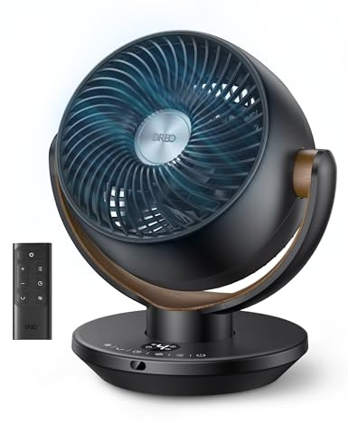 DREO Fan for Bedroom, Desk Air Circulator Fan with Remote, 11 Inch Table Fans for Whole Room, 65ft Powerful Airflow, 120° Vertical Manual +90° Oscillating, 4 Speeds, 8H Timer, 25dB Quiet Fan, Home